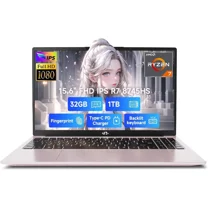 15.6" IPS FHD-Gaming-Laptop, AMD Ryzen 7 8745HS 32GB DDR5 RAM 1TB SSD (8C/16T, up to 4.9GHz) Radeon 780M Graphics Business Computer with 100W Type-C Backlit Keyboard, Fingerprint USB-C 4.0