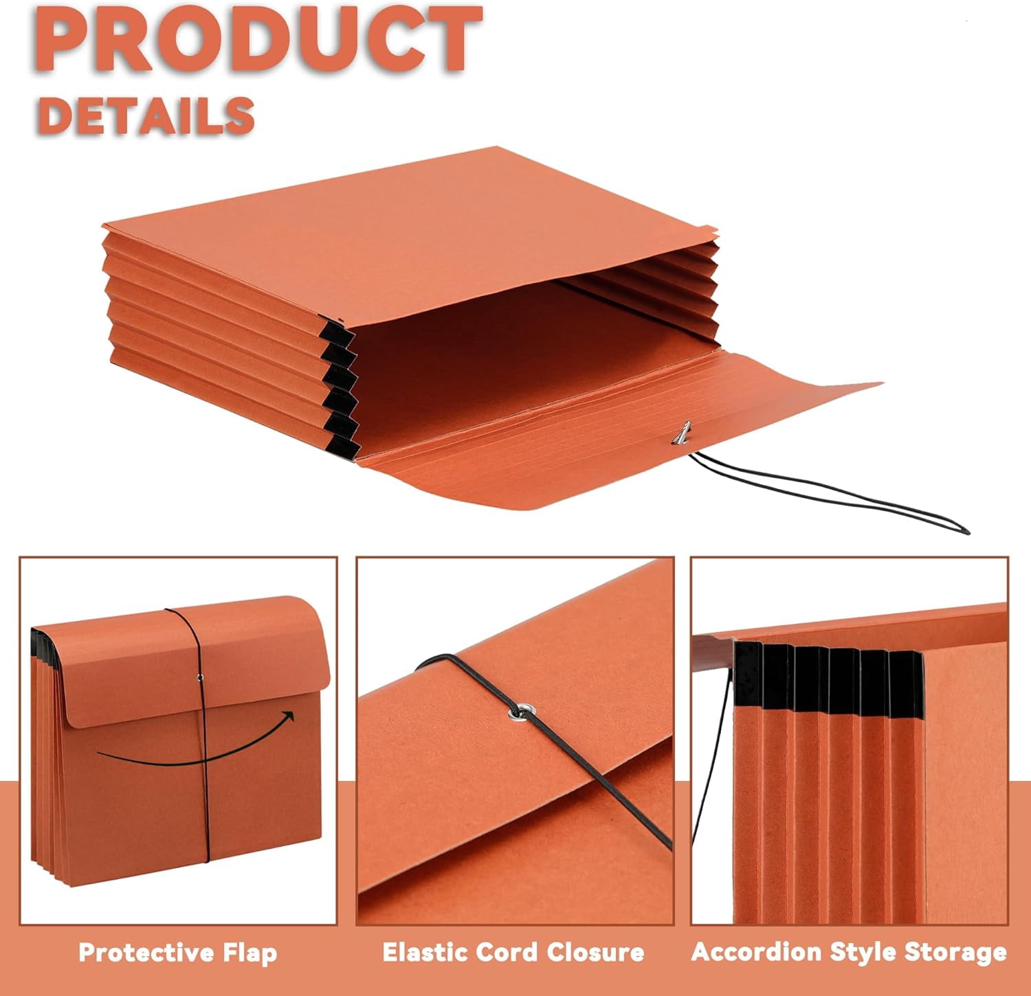 4 Packs Expanding File Wallet with Elastic Cord Closure,Letter Size Accordion Organize,Heavy Duty Document Organizer,5 Inch Expansion