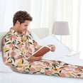thumbnail image 6 of Naloa Peach With Leaves1 Men’s Pajamas Set - Long Sleeve Button Down Sleep Shirt and Pajama Bottoms Sleepwear Set-X-Large, 6 of 7