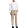 thumbnail image 2 of Lars Amadeus Men's Dress Checked Flat Front Business Plaid Formal Pants, 2 of 6
