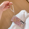 thumbnail image 3 of for Samsung Galaxy S25 Ultra Case with Wrist Strap Lanyard, Women 3D Bling Shiny Rhinestone Diamond Crystal Pearl Handmade Glitter Cute Cover Phone Case for Galaxy S25 Ultra (Hot Pink), 3 of 13