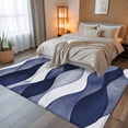 thumbnail image 5 of 5x8Ft Area Rugs Navy Blue Non-Skid Rubber Backing Large Rectangle Rugs - Living Room Bedroom Home Office, Modern Moire Abstract Ripple Geometric Indoor Floor Mat Carpets Washable Rug, 5 of 9