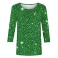 thumbnail image 5 of YUNAFFT Floral Print Three-Quarter Sleeve Round Neck Pullover Casual Blouse for Women with Stretchy Comfort Fit Everyday Wear, 5 of 5