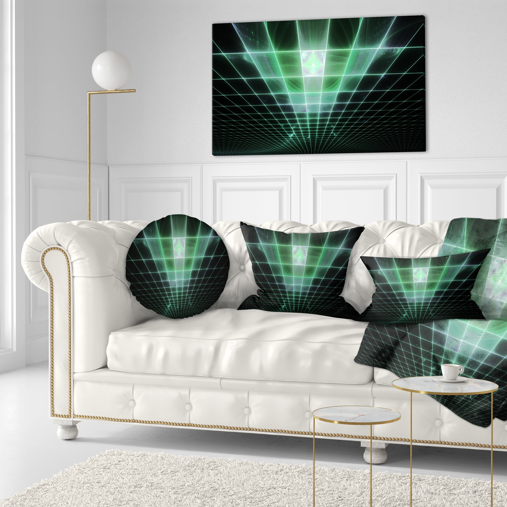 Designart Light Green Bat on Radar Screen - Abstract Throw Pillow - 12x20