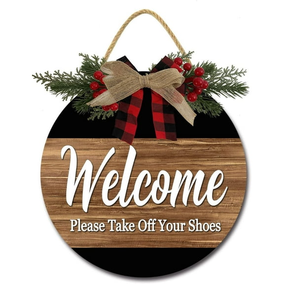 Eveokoki 12" Welcome Please Remove Your Shoes Thank You Hanging Decorative Wood Welcome Sign,Remove Shoes Sign Take Your Shoes Off Sign,No Shoes Sign for Your Home
