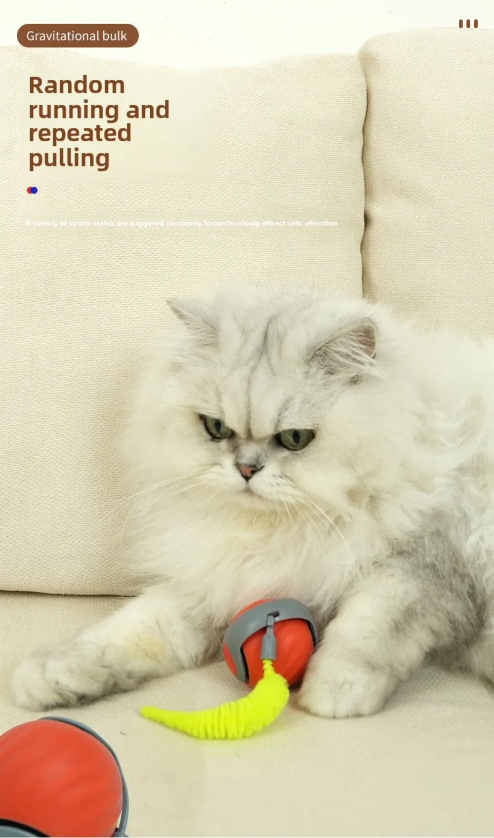 Interactive Cat Toy Ball - Small Tail Rolling Ball for Fun & Exercise - Ideal Cat Accessories & Supplies