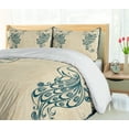 thumbnail image 5 of Ambesonne Beige Teal Duvet Cover Set, Vintage Peacock Bird, 2-Calking, Beige Teal, 5 of 7