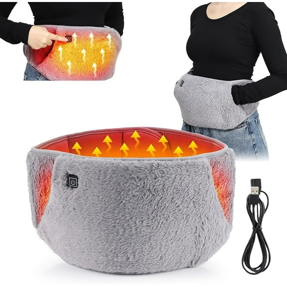 Period Heating Pad for Stomach, Period Belly Heater, Warm Uterus Waist Belt & Hand Warmer 3 in 1 with 3 Heating Modes, Machine Washable, Fast Heating, Soft Lightweight Crystal Fluff for Period Care