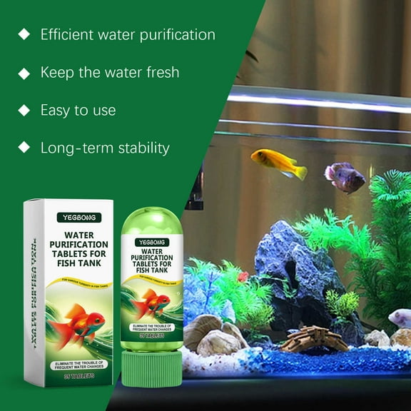 Fish Tank Water Purification Tablets - Cleans Deodorizes Removes Algae Stains & Sludge For Clear Aquarium Water