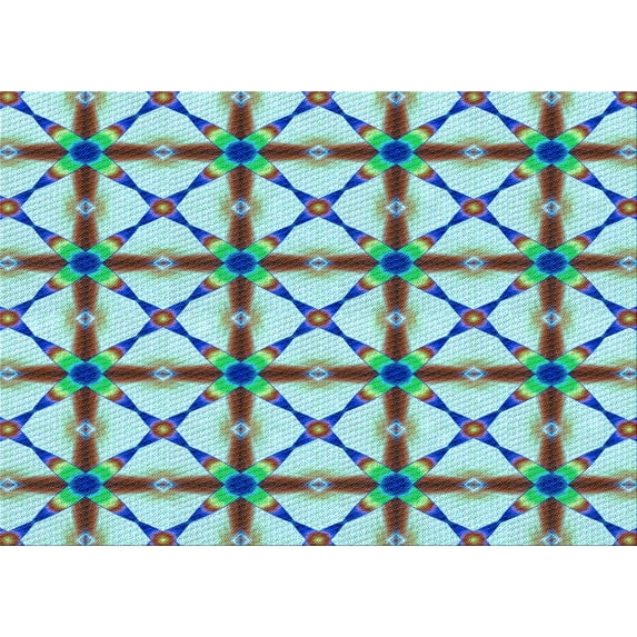 Ahgly Company Indoor Rectangle Patterned Aquamarine Green Area Rugs, 5' x 7'