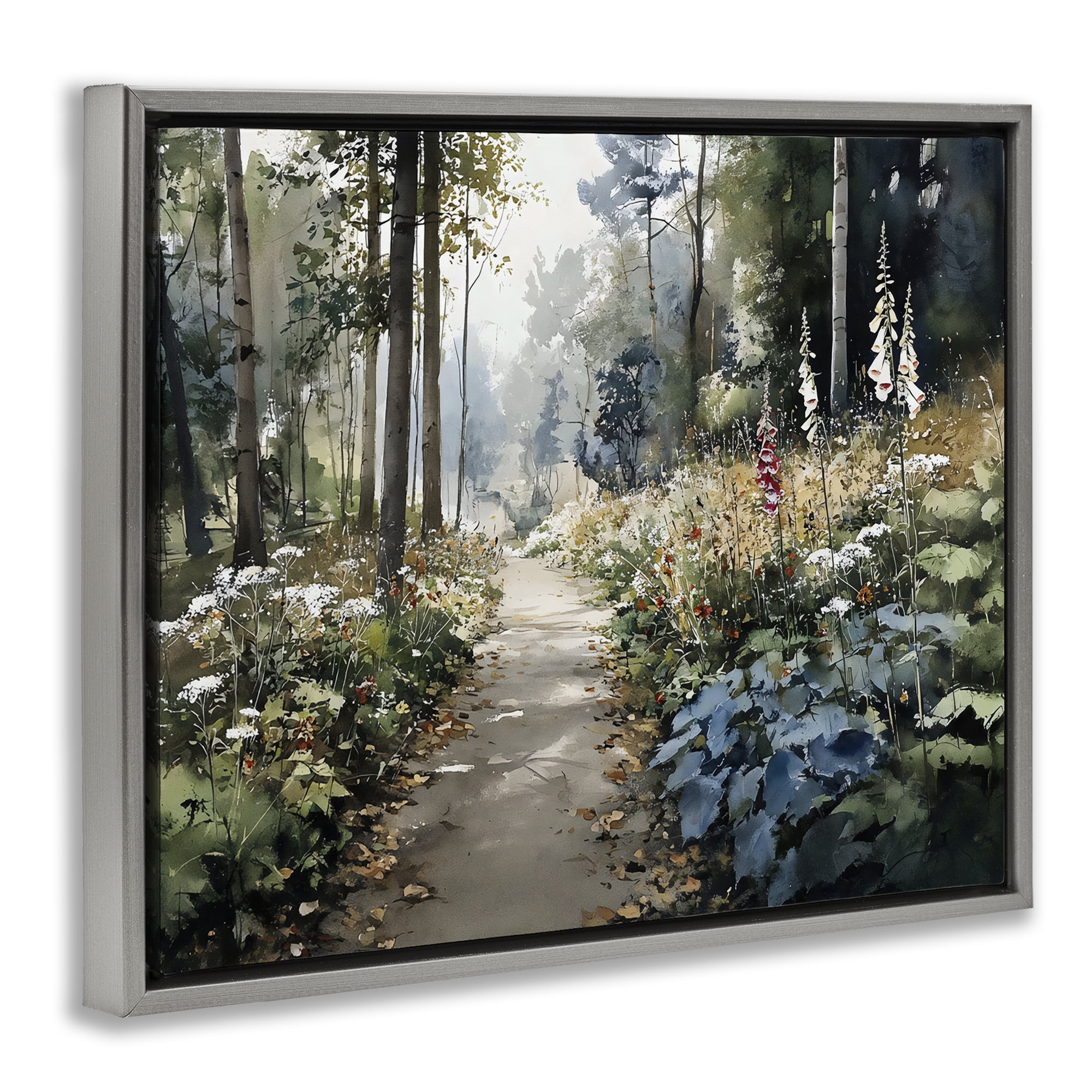 Stupell Industries Foliage Forest at Dusk Gray Framed Floater Canvas Wall Art, design by Franklyn Gregory