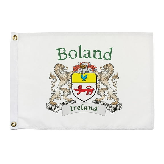 Boland Irish Coat of Arms Small White Flag - 16"x10.5" inches