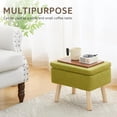 thumbnail image 5 of IVV Teddy Fleece Storage Ottoman with Lift-Off Lid, Tray Top, Solid Wood Legs, Multifunctional Makeup Chair Vanity Stool for Bedroom (Green), 5 of 6