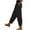 Black, variant on Women's Summer Casual Pants Cropped Ankle Length Pants Elastic Waist Loose Straight Leg Beach Capris Trousers with Pockets Army Green Free Size