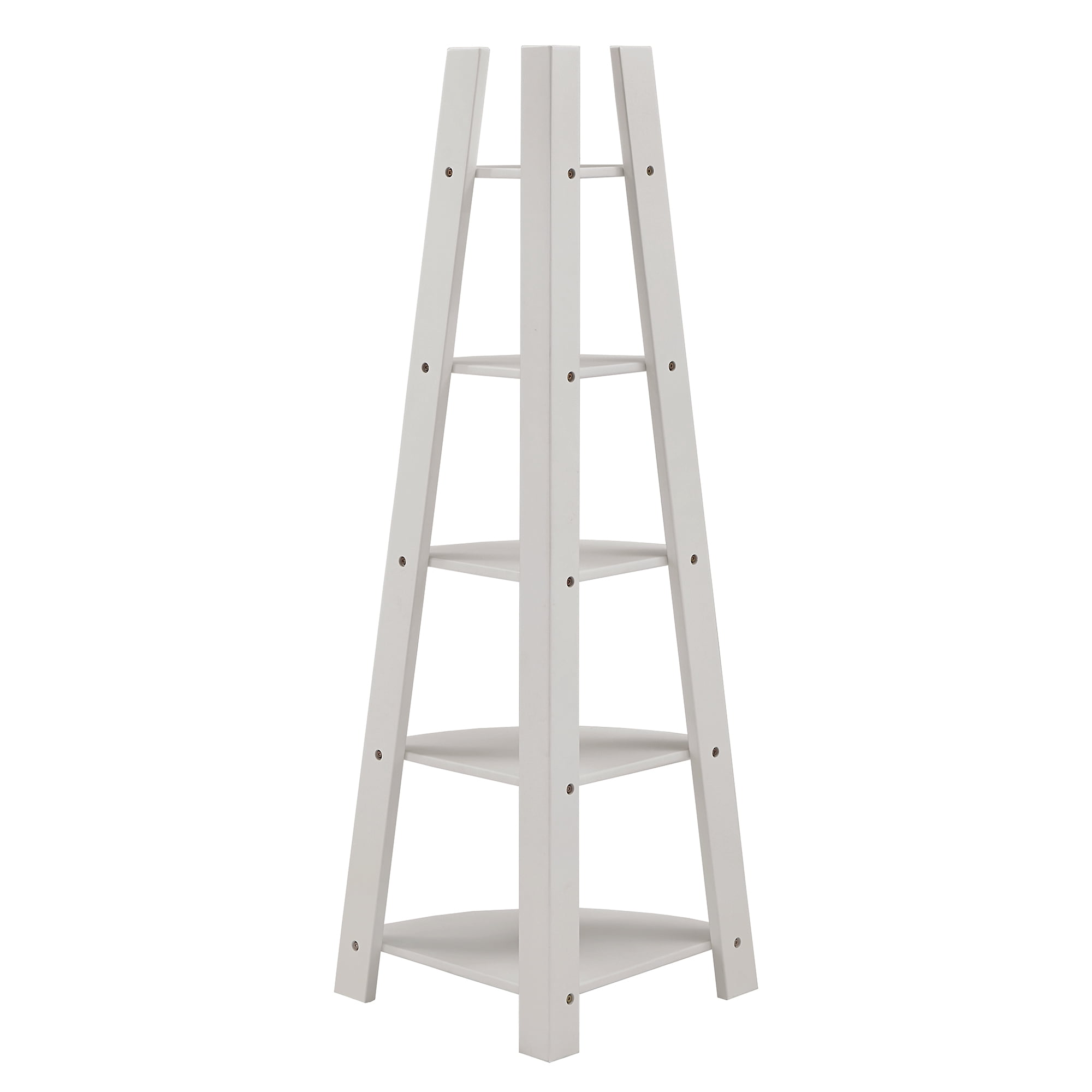 Weston Home Solvig Corner Ladder 5 Shelf Bookcase, White