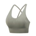 thumbnail image 1 of Sujetador deportivo sin aros de talla grande europeo y americano, estilo chaleco, fruncido, transpirable, a prueba de golpes, para fitness, yoga y deportes, 1 of 6