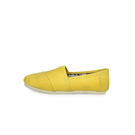 

SIMANLAN Womens Slip-On Shoes Memory Foam Flats Non-Slip Loafers Driving Lightweight Canvas Shoe Walking Casual Loafer Yellow 6.5