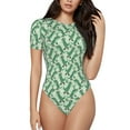 thumbnail image 2 of Goofa Dinosaurs on Roller Skater Printed Women Rash Guard Short Sleeve,Tummy control Swimsuit Surfing Swimsuit Bathing Suit One Piece Swimsuit UPF 50-Large, 2 of 9