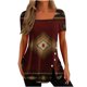 thumbnail image 2 of ICHUANYI Clearance Fashion Womens Casual Printed Square Neck Short Sleeve Buttons Tops Loose Blouses(Wine, M) ICHUANYI WER2023081007530, 2 of 5