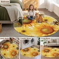 thumbnail image 6 of Sunflower 6ft Round Rugs, Yellow Floral Elegant Pastoral Flowers Rustic Washable Non-Slip Area Rugs for Living Room Bedroom Kitchen, Soft Low Pile Dining Room Kicthen Circle Carpet, Indoor Floor Rug, 6 of 9