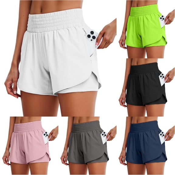 Kingdiese Womens High Waisted Workout Shorts For Yoga Running Gym Fitness Control Athletic Shorts With Built In Liner Shorts Bathing Suit Women Tennis Shorts Size XS