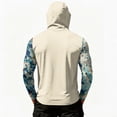 thumbnail image 4 of Men's Abstract Print Hooded Fishing Shirt with Face Mask - Long Sleeve UPF 50+ Quick-Dry Sun Protection Pullover with Zipper Pocket, Drop-Shoulder Outdoor Top for Hiking & Sports Blue L, 4 of 7