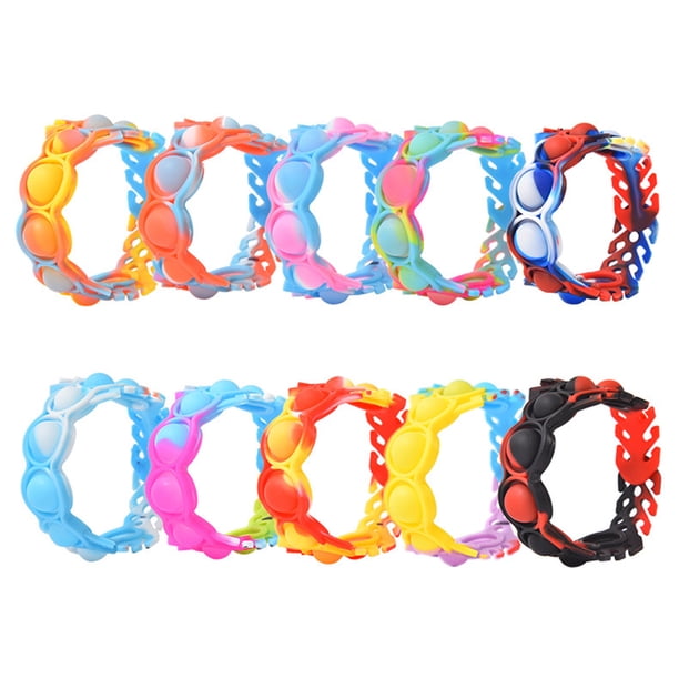 Push Bubble Stress Relief Wristband Rainbow Wearable Silicone Bracelet Sensory Toy Para Niños Adultos Serendint FN006486-00