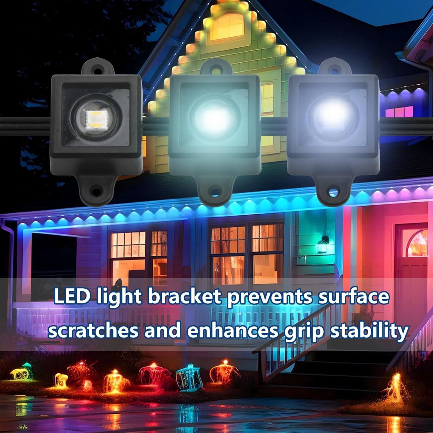 RGHJAR-40 of Black (Square) Set Light Clips for Govee Permanent Outdoor Lights, Compatible with H705 H805 Non-pro Version Outdoor Light Mounting Bracket Clips and 80 Screws