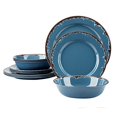 thumbnail image 2 of Melamine Camping Dinnerware Set - Yinshine 12 PCS Dinner Dishes Set Service for 4, Blue, 2 of 10