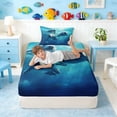 thumbnail image 5 of Manfei Underwater Manatee Twin Sheet Sets for Kids Boys and Girls, Ocean Animal Bedding 3 Pieces, 1 Flat Sheet, 1 Fitted Sheet and 1 Pillowcase, 5 of 6