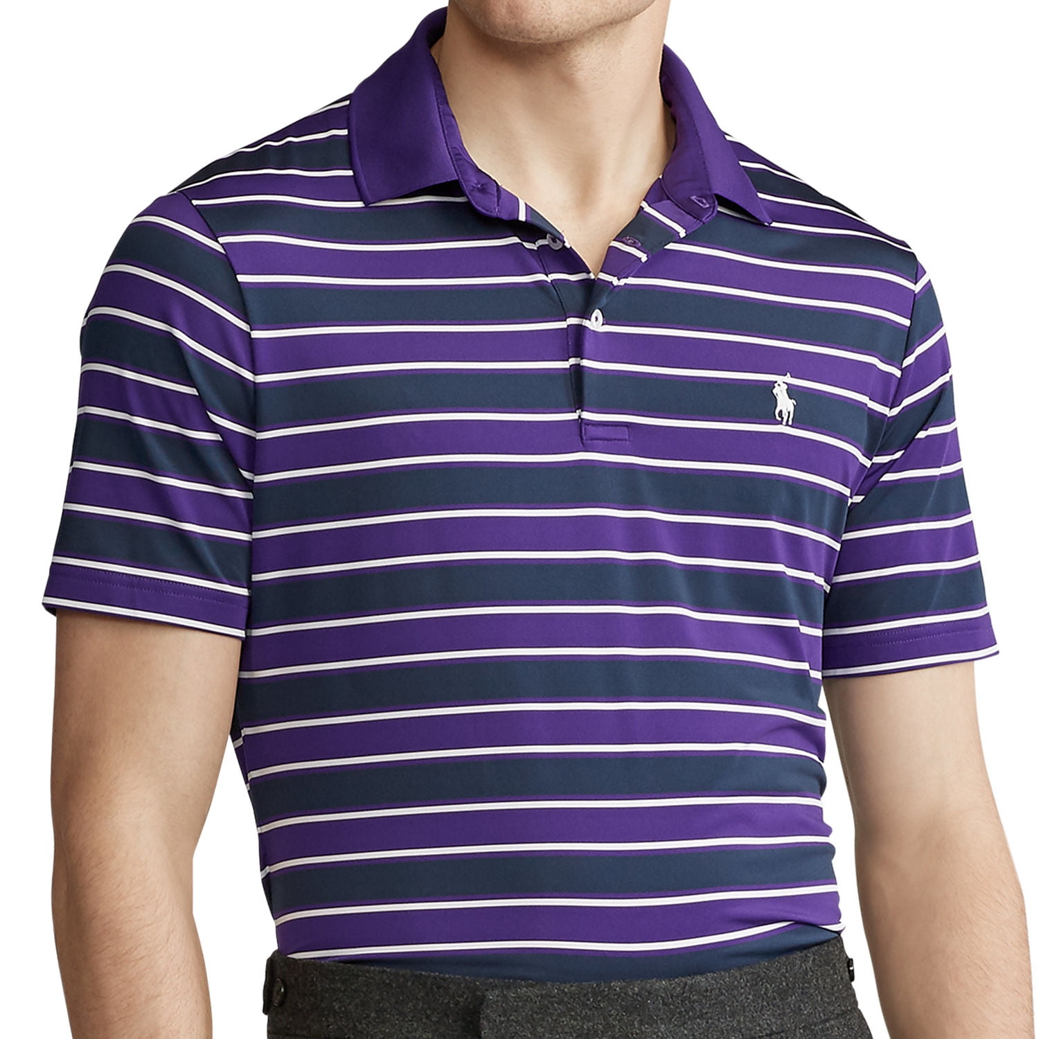 Polo Ralph Lauren 'Performance' Mens Striped Polo Shirt (XLarge Tall,  Purple) 