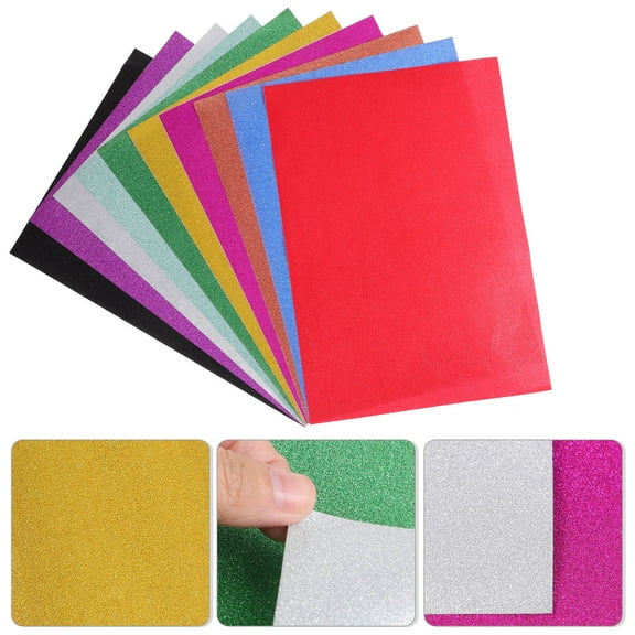 PTOOTP Assorted Colored Glitter Cardstock Paper with Self Adhesive for Crafts