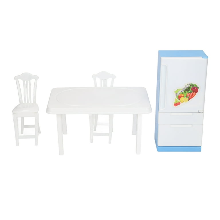Doll Frige Table Accessories Dollhouse Refrigerator Table Set Doll Mini  Fridge Table Doll Furniture Fridge Table Dollhouse Refrigerator Table  Miniature Pretend Play Game Decoration 