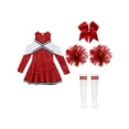 thumbnail image 4 of iiniim Kids Girls Cheerleading Cheer Leader Dance Dress with Pom Poms Headwear Socks Party B Red 10, 4 of 7