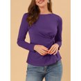 thumbnail image 5 of Allegra K Women's Round Neck Front Twist Long Sleeve Blouse Tops, 5 of 6