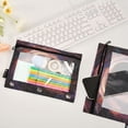 thumbnail image 4 of Falling Illusion Geometric 2 Pack Pencil Pouch for 3 Ring Binder Smooth Zipper Folders with Pockets Clear Window Pencil Case, 4 of 6