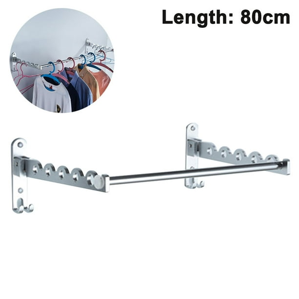 Wall Mounted Clothes Hanger Rack Stainless Steel Clothing Mount Holder With Swing Arm Set Of 2 Rod Com - Wall Mount Hanger Holder
