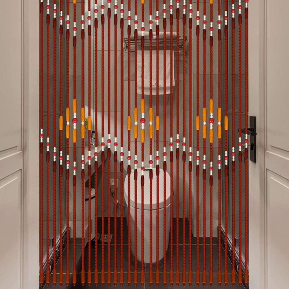 Beaded Curtain Wood and Bamboo Door Beads Curtain Room Divider Doorway Hanging Curtain for Doors Window Hallway Entrance 35.4x86.6inch