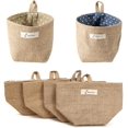 thumbnail image 2 of 4 Pieces Foldable Storage Basket Bag, Cotton Linen Storage Basket Bag, Hanging Storage Bag, 4 Colors, Used To Install Cosmetics, Keys, Toys, Small Ite, 2 of 5