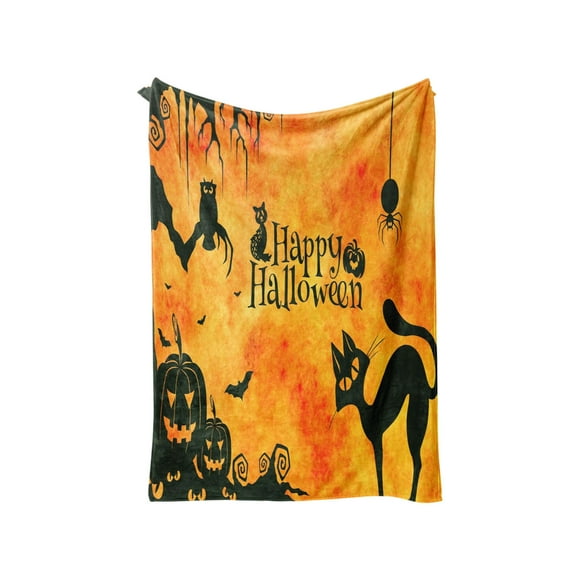 Fall Throw Blanket Spooky Halloween Digital Print Flannel Blanket AllSeason Sofa Throw Halloween Throw Blankets