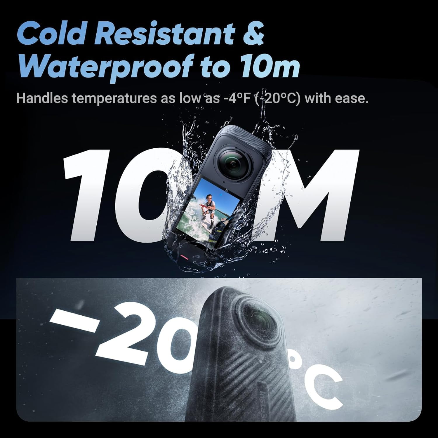 Brand New Insta360 X4 8K Waterproof 360 Action Camera Wide-Angle Video - Black