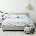 thumbnail image 3 of Noble Linens 4 Piece Pattern Microfiber Bed Sheets Set, Navy Distressed Field Stripe, King, 3 of 10