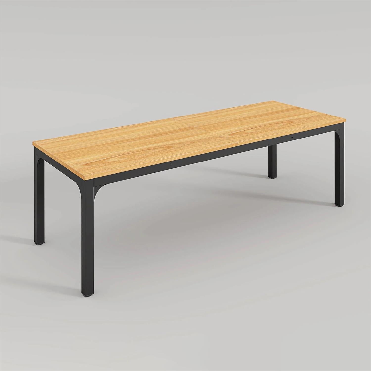 Demi Bonn 78" Farmhouse Dining Table, Wood Rustic Kitchen Table for 8 People, Large Rectangular Dinner Table for Dining Room, Home Office, Living Room Furniture, Beige