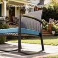 thumbnail image 5 of Outdoor Bistro Chair Set - 3 Piece Motion Rocker with Extra-Wide Seat, Reinforced Steel Frame, All-Weather Handwoven Wicker for Porch, Garden, Balcony,Blue, 5 of 8