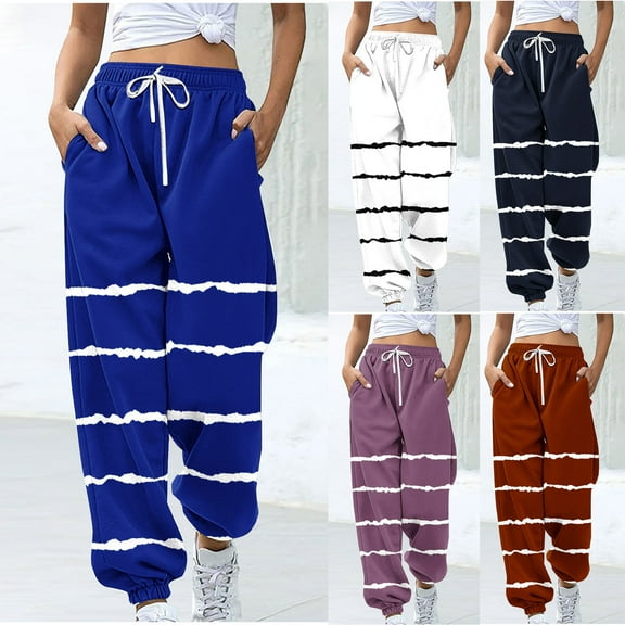 Fartey Cinch Bottom Sweatpants for Women Casual Drawstring High Waisted Joggers with Pockets Sport Workout Active Baggy Lounge Trousers Brown M