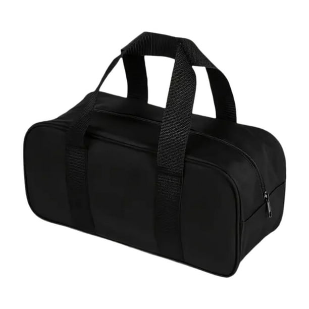 Bolsa de herramientas, bolsa de herramientas, estuche de tela Oxford, organizador de herramientas de boca ancha con cremallera Negro