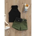 thumbnail image 2 of PaerPade Kid Toddler Baby Girls Summer Clothes Set 6 9 12 24 Months 2T 3T 4T Sleeveless Halter Tops + Shorts + Waist Bag Outfit, 2 of 9
