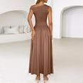 thumbnail image 3 of UoCefik Womens Summer Off Shoulder Sleeveless Midi Dress Cocktail A Line Flowy Wedding Guest Dresses with Pockets Coffee S, 3 of 8