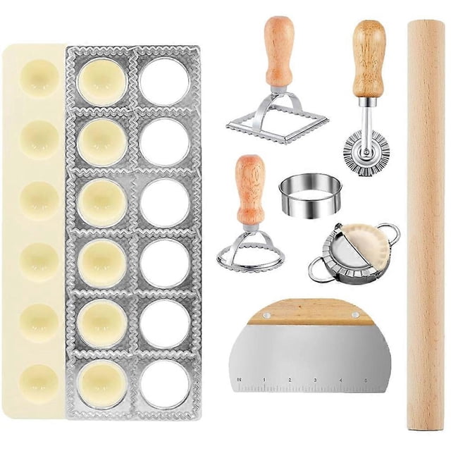 8 Pcs Ravioli Mold Set Include Ravioli Maker Press,Dough Scraper, Dumpling Maker, Ravioli Maker Cutter Set,Pasta Making