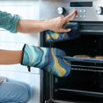thumbnail image 2 of Blue Marble Gold Wave Pattern Kitchen Oven Mitt and Pot Holder Sets 2 Pcs for Baking, Cooking and Grilling, Heat Resistant Up To 392 °F, 2 of 7